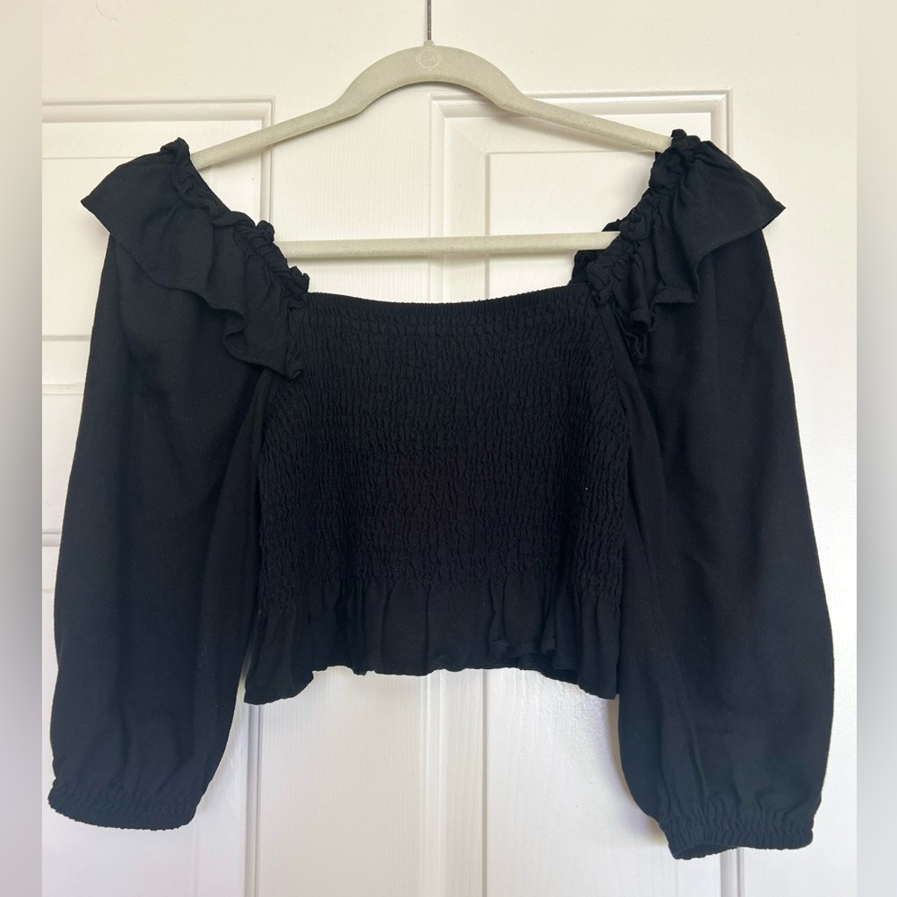 Zara Black Ruffled Blouse